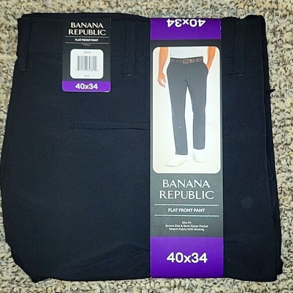 Banana republic Flat Front Pant 40×34 salid black - Picture 1 of 3